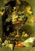Frans Snyders stilleben med fruktskal i en nisch oil